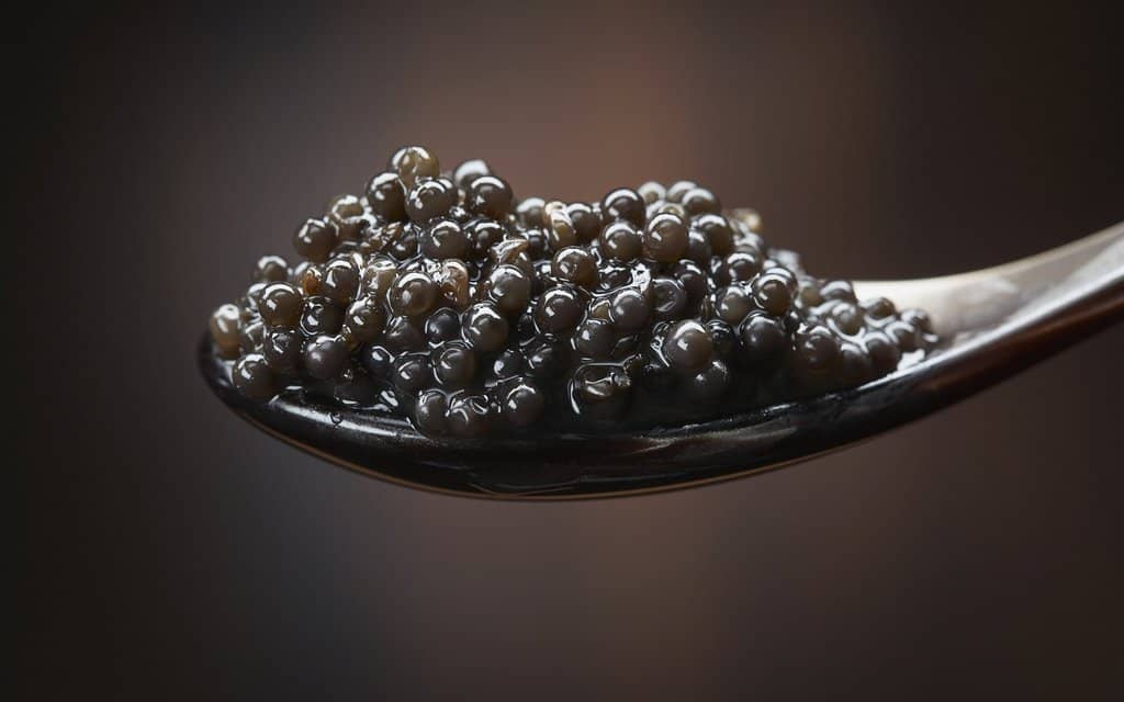 beluga caviar on a private jet